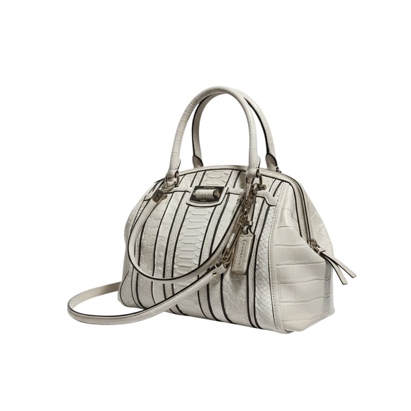 Coach White Embossed Satchel with Black Accents - Picture 2 of 13